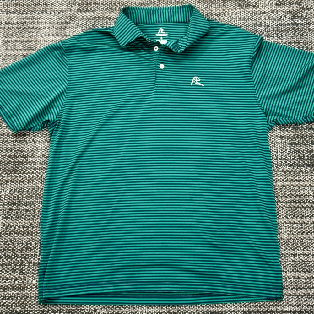 Rhoback Green & Blue Striped Polo Shirt